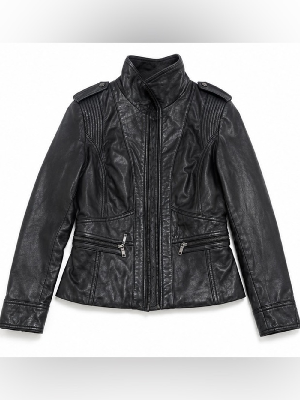 Kenneth Cole Reaction Women's Black Faux Leather Moto Jacket
